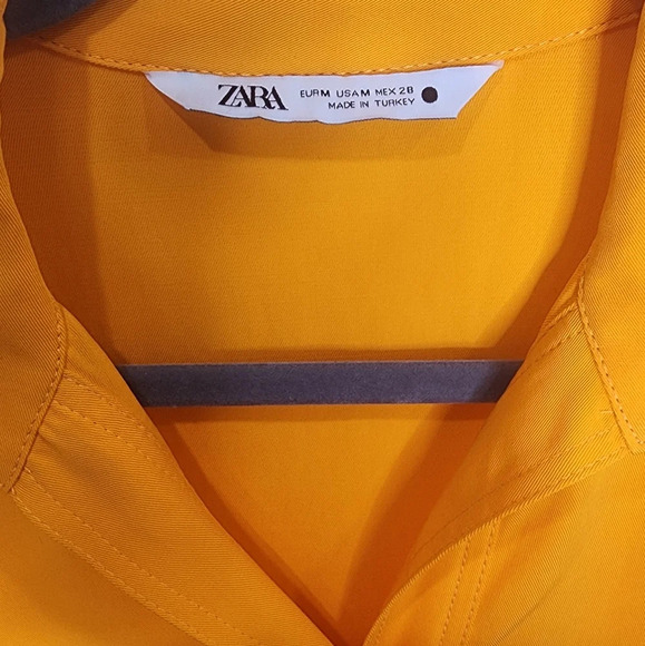 ZARA Satin Oversized Flowy Shirt Bright Orange Sz M - Picture 7 of 8